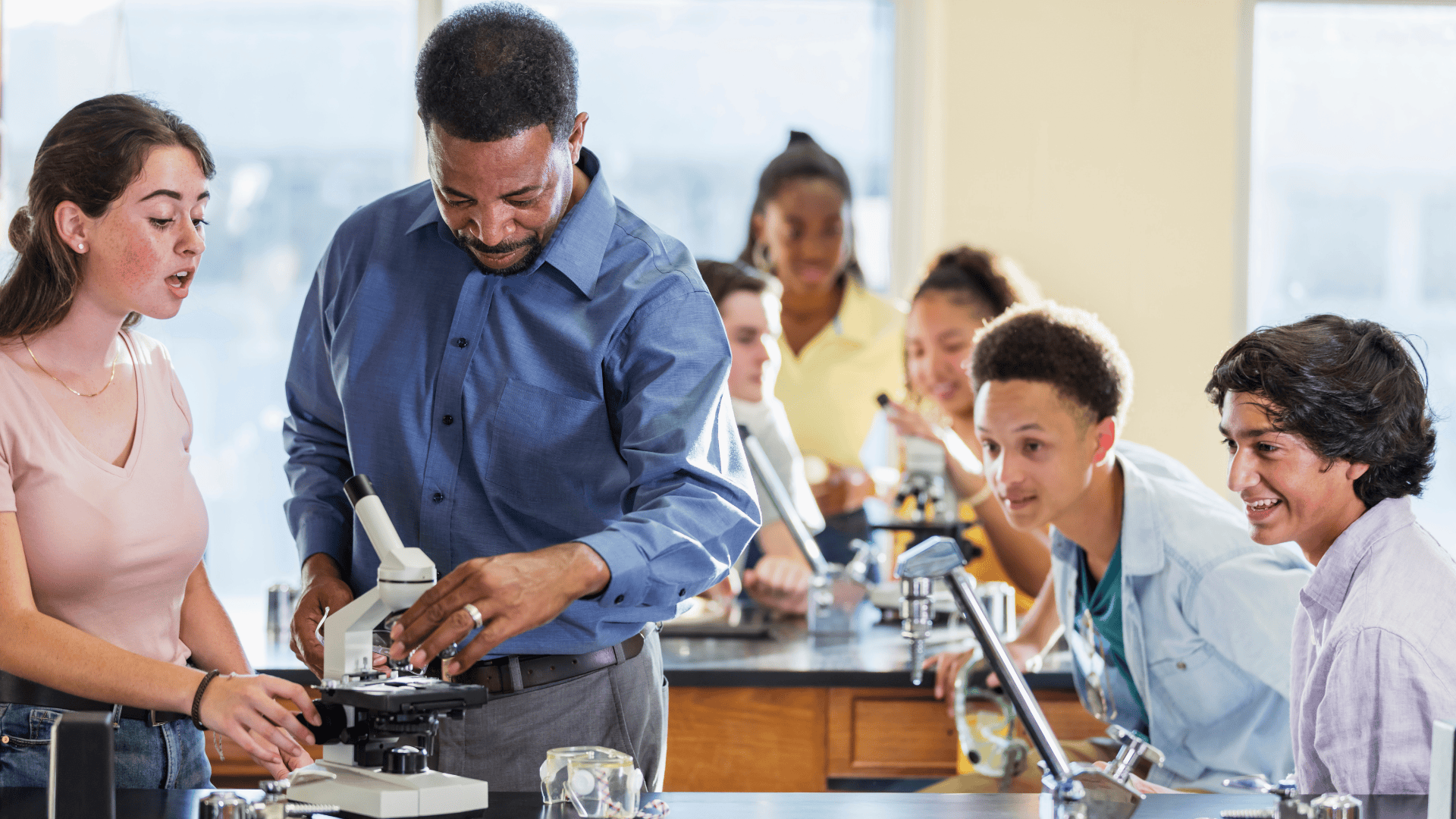 students in a science lab